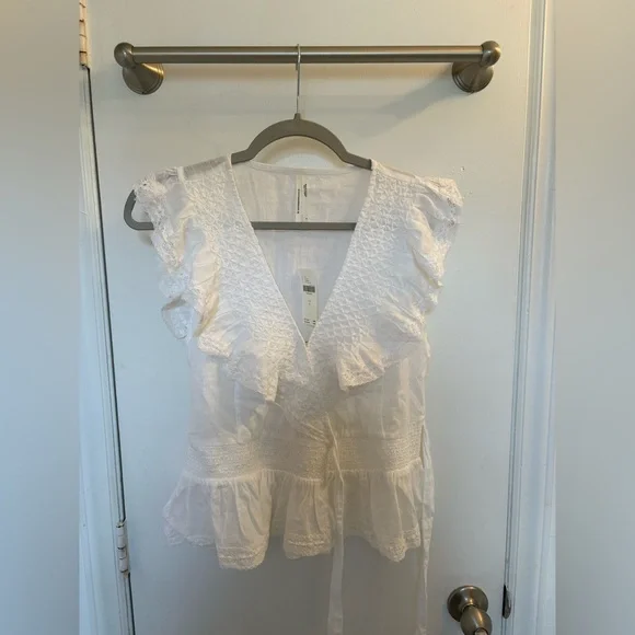 Anthropologie White Ruffled Blouse - Picture 1 of 3